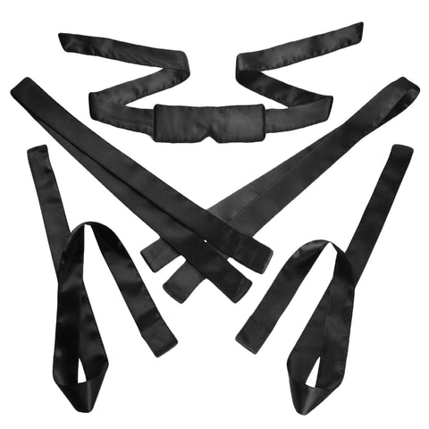 Bordeaux 5 Piece Satin Bondage Set - Black