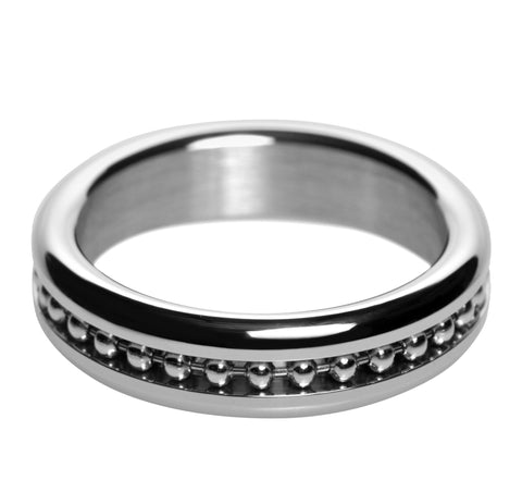 Metal Cock Ring with Ball Chain Inlay- 1.75 In