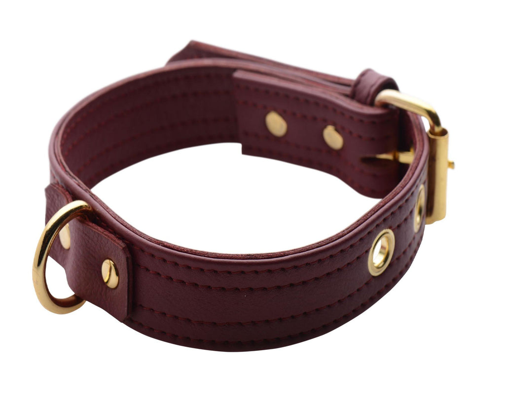 Strict Leather Luxury Burgundy Locking Collar