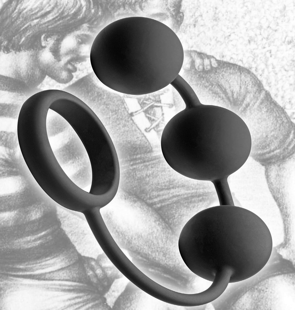 Tom of Finland Silicone Cock Ring with 3 Weighted Balls